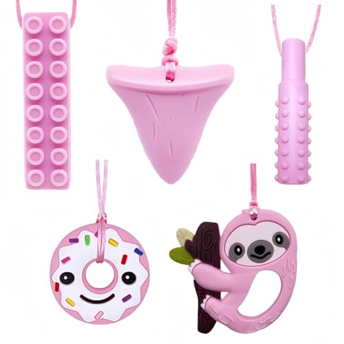 RUIOMII 5 confezioni di collane sensoriali in silicone da masticare per bambini autistici con ADHD e motricità orale