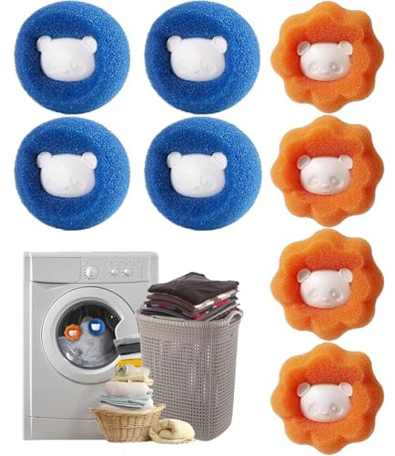 8 Pieces Tierhaarentferner Waschmaschine, Fusselbälle für Waschmaschine, Fusselentferner, Haarfänger Waschmaschine, Waschbälle Gegen Tierhaare, Fusselfänger für Kleidung und Bettzeug (Mehrfarbig)