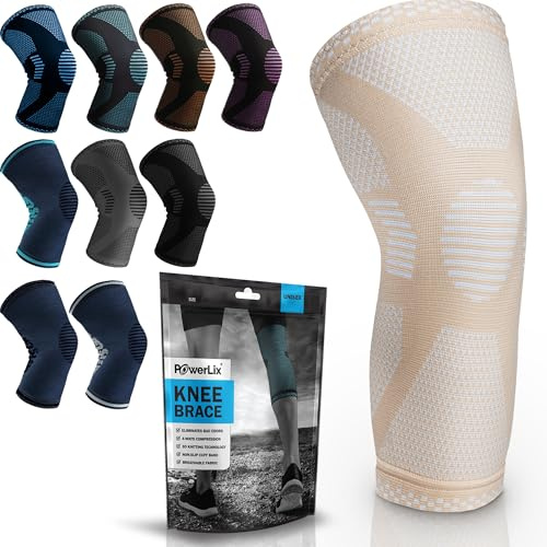 POWERLIX Athletics Kniebandage, Kompressionsbandage für Laufen, Joggen, Sport, Basketball, Gelenkschmerzen, Arthritis und Verletzungen, verbesserte Durchblutung
