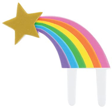 Culpitt Rainbow Shooting Star Cake Topper, Pack of 1, Gum Paste Cake Decorations For Rainbow Themed Birthday Cake, Time-Saving Topper, Multicolour, (21358)