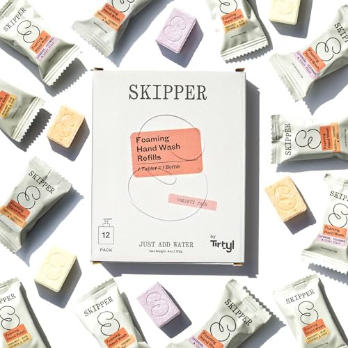 Tirtyl Recharge de savon moussant pour les mains - Lot de 12 - Total de 3000 ml (12 x 250 ml) - Nouvelle formule - Emballage compostable - Différents parfums