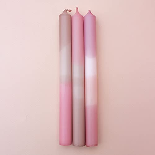 MADAM ERLE | 3er-Set Dipdye Stabkerzen | ISA | handgemachte Kerzen extra lang| neon-pastell farbig | bunt | Dekokerzen | Wohnzimmerdeko | tolle Geschenkidee für Frauen und Freundin| (Paraffin)