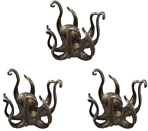 XIDIT 3X Octopus Coffee Mug Holder Mug Holder Pendant Tea Cup Holder Vintage-Style Resin Octopus Table Topper Statue Ornament