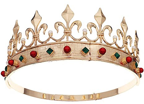 ISAKEN Kronen und Tiaras für Herren, Königskrone Geburtstagskrone Tiara für Männer Cosplay Hochzeit Abschlussball Party Dekorationen Krone Kopfschmuck Zubehör