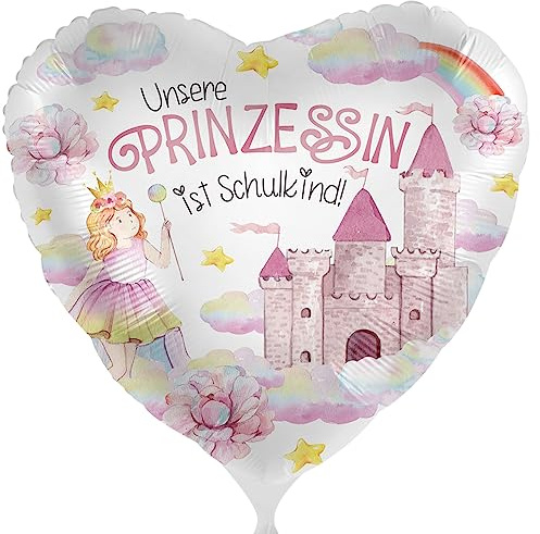 Folienballon Schulkind Prinzessin Luftballon Schulanfang Geschenk Mädchen zur Einschulung Ballon Schulbeginn Schulstart - Helium geeignet