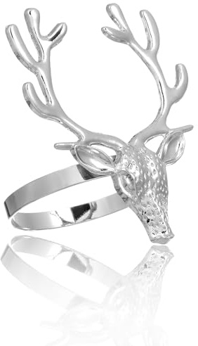 UPKOCH 12 STK Serviettenringe Weihnachten Hirschkopf Serviettenhalter Silber Legierung Deko Tisch Weihnachten Stoffservietten Rentiere Weihnachtsgeschirr