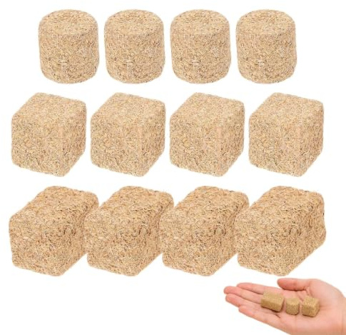 jojofuny 12 mini decoración de paja, decoración de heno en miniatura, pequeñas pacas de heno, mini fardos de heno falsos para mesa, decoración de heno en miniatura, mini pacas de paja, decoración de