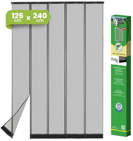 Waidmeister Insektenschutzvorhang Lamellenvorhang Fliegengitter Vorhang 125 x 240 cm anthrazit, Klemmleiste 3-tlg.