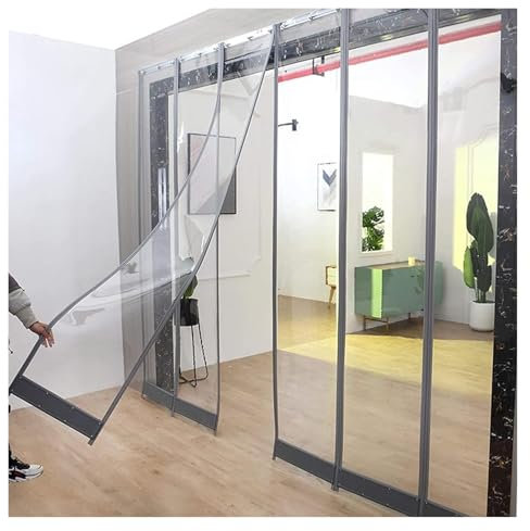 WXQTM Magnetische PVC-Streifenvorhänge Aus Kunststoff Streifenvorhänge Leicht zu Reinigen Transparente Isolierung Vinyl-Streifen, für Veranden Küchen (35x200cm)