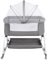 HUOLE 2 in 1 Culla Neonato, 0-36mesi, 0-20 kg, Culla fianco letto, Co-Sleeping, culla da campeggio chiusura ultracompatta, regolabile in altezza, materassino culla-80 * 40 * 100-115 cm-lino