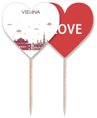 Palillo de dientes plano con diseño de monumento histórico de Viena, Austria, bandera de amor, corazón