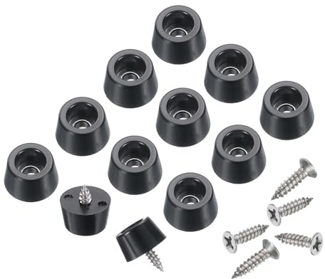 Sourcing Map 24pcs Non-Slip Rubber Feet Bumpers Buffer Pad with 3mm Screws for Cutting Board - Black, 0.3H x 0.5D