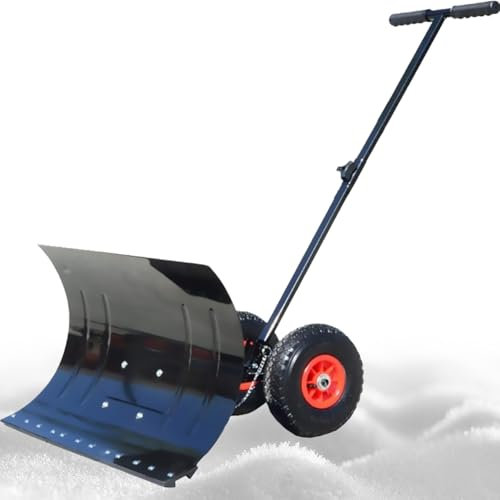 Pala da neve senza fili, pala da neve con ruote, manico in lega di alluminio regolabile, strumento efficiente per la rimozione della neve, design del pavimento anti-vandalo, per la pulizia di corsi