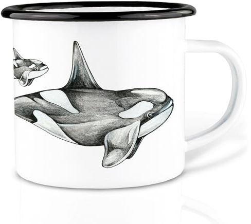 Ligarti® Emaille Tasse (leicht & robust) | Design Cup, Camping Becher handveredelt in Deutschland | Kaffeetasse, Emaillebecher
