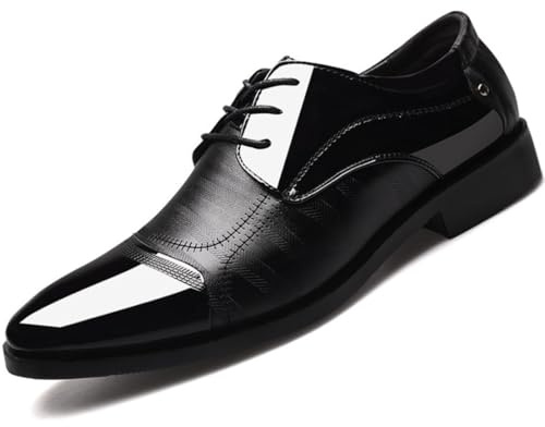 WOWEI Chaussure Derby Oxford Homme Classique Brogues Mariage Chaussures à Lacets Ville Dressing Chaussures Habillées Cuir Vernis Casual Business Soirée Costume (Anzu-14, 41EU)