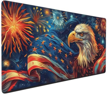 Gaming Mauspad XXL Adler Mousepad 1000x500x4mm Feuerwerk Verlängertes Mauspad Schreibtischauflage,Genähte Kanten Mauspad,Verbessert Präzision Geschwindigkeit Wasserdicht Geeignet für Büro und Spiele