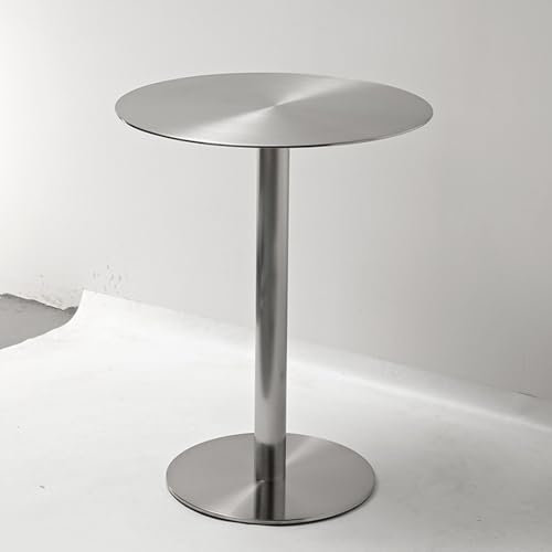 Table de bistrot moderne en acier inoxydable pour petits espaces, table de bar ronde pour cuisine, petit déjeuner, salle à manger et comptoir, bureau de pub avec espace de service à café et thé