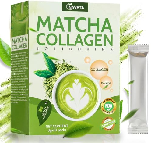 Polvere di Collagene Matcha Biologico 20x3g Polvere di Tè Verde Matcha Bio Proteine ​​Matcha in polvere per Latte, Frullati e Dolci