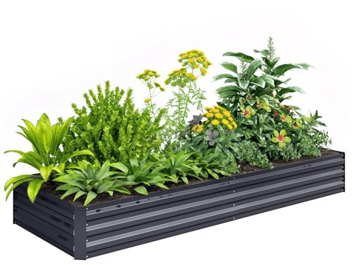 Outsunny Carré Potager en Métal Modulable - Potager Surélevé 241x90,5x30cm en Acier Galvanisé - Jardinière Extérieur Anti-Rouille pour Légumes et Fleurs, Gris