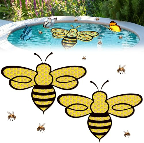 xinrongda 2Pcs Bee Floating Island, Bee Watering Station for Garden, Bee Shaped Floating Pollinator Island, 3D Printed Bee Watering Station Bees Feeder for Outdoor Garden Decor Thirsty Pollinators