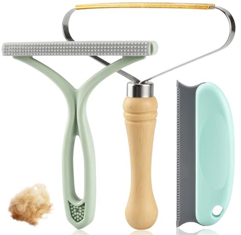 Pet Hair Removal Tool 3 Pack Dog Cat Hair Remover Carpet Scraper Rake Fur Removal Brush Lint Remover Shaver for Car Furniture Couch Green