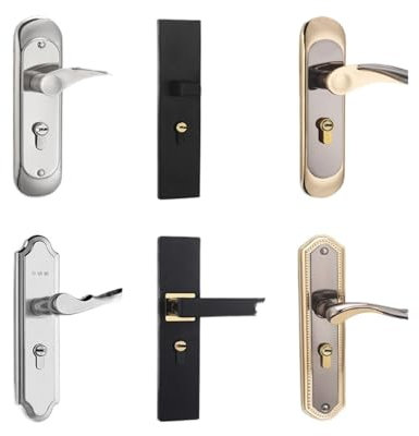 NIKOIDIC Serrure de porte type chambre porte intérieure serrure noire ensemble de trois pièces poignée de porte silencieuse à l'ancienne remplacement de serrure de porte ancienne(Orange)