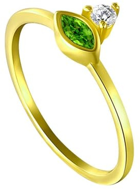Wycian Verlobungsringe Nickelfrei Hochzeitsringe 60 Gold 14 Karat Gelbgold Au585 Marquise Im Labor Hergestellter Smaragd Vorsteckring für Damen Einfach