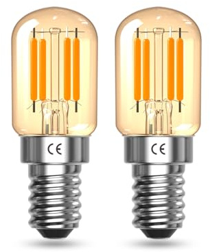 Klarlight Vintage E14 Ampoule LED 2W Ampoule à Filament LED, Blanc Chaud 2200K, Millésime Ambre Glow Ampoule Tubulaire en Verre T22, Equivalent 15W, E14 SES Small Edison Screw Base, 2 Paquets