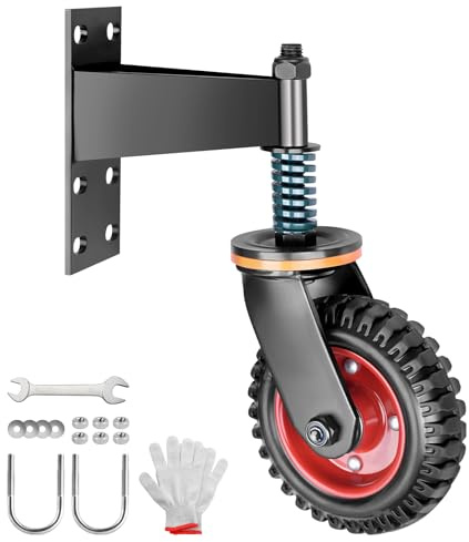 200 mm fjäderbelastade grindhjul med fjädring – 360° roterbar grindhjul – hjul med robust fjädring – perfekt för trägrindar, trädgårdsgrindar och staket – tunga grindhjul – upp till 250 kg