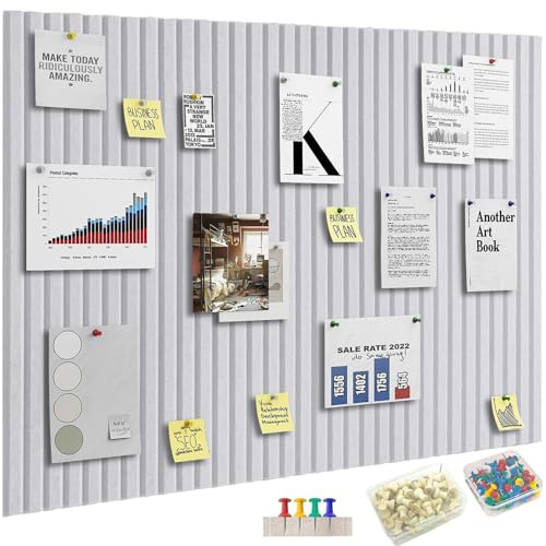 Kongming Pinnwand 120×90 cm Filz Pinnwand Selbstklebend, Pinwand Korktafel mit 70 Reißzwecken, 9mm Dekorative Pinnwände Vision Board für Büro, Zuhause, Kinderzimmer (Hellgrau,12 Stück)
