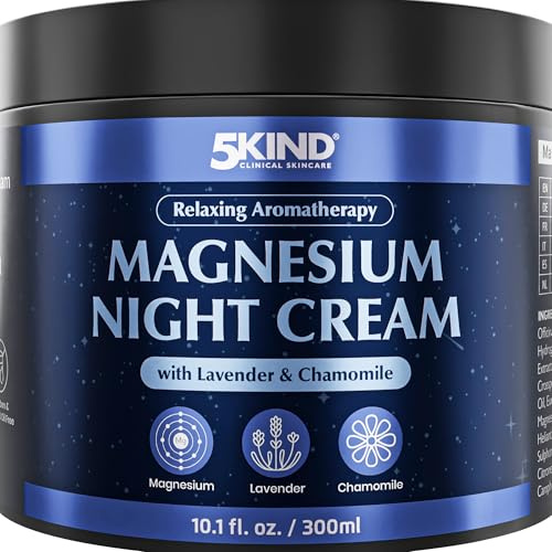 5Kind Crema de magnesio 300 ml - Aromaterapia calmante | Bálsamo relajante con lavanda y manzanilla para favorecer un sueño reparador - Con extractos de lavanda y manzanilla