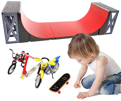 Finger Skateboard Park - bärbar minileksakssats, pedagogisk ramp med skotertillbehör, kreativt handkoordinationsverktyg | Mini Skate Park för