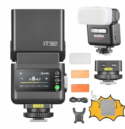 Godox iT32 TTL Camera Flash & X5 N Wireless Flash Trigger 2.4GHz HSS 1/8000s GN18 with Magnetic Diffuser for Nikon Cameras