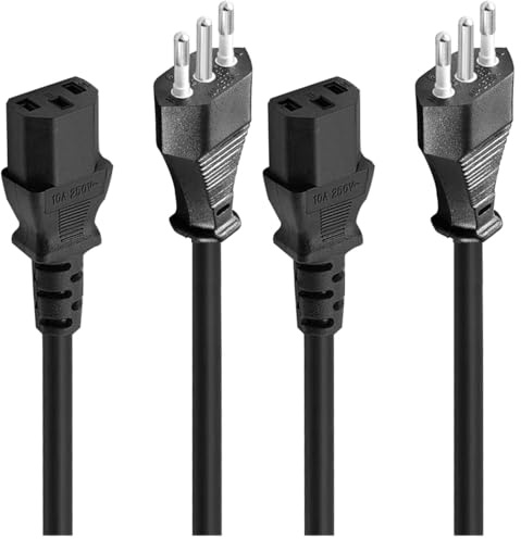 Ewent Cavo Alimentazione Spina italiana 10A a VDE IEC C13, 1.8 mt, cavo H05VV-F 3G, nero [Italia] (Confezione da 2)