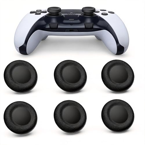 6 PCS Thumb Grips, Joystick Caps for Controller and Edge Controller, Analog Stick Replacement Caps with Textured Grip Design, Controller Accessories for Grip, Fit and Daily Use, Black