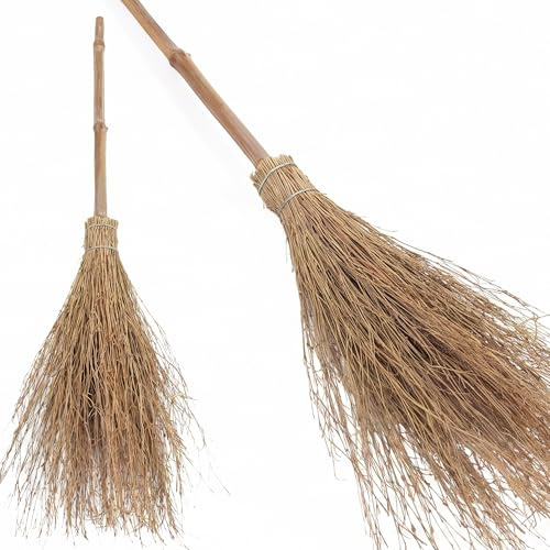 Unibos | Witches Outdoor Broom Brush 100cm – Traditional Besom Garden Broom With Twigs, Sturdy Handle - Effortlessly Clears Paths & Pavements, Ideal To Sweep Up The Leaves, Patio, Driveway, Cosplay