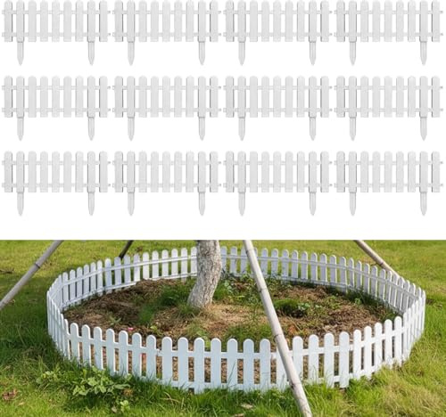12 pezzi di staccionata bianca da 50, 8 x 20, 3 cm con inserto decorativo in plastica per recinzioni da giardino per prato, paesaggistica, aiuole, bordi di piante, pannelli