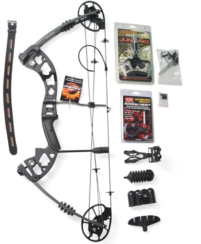 Wolfman Set Arco Compound per Adulti e Principianti, Peso di Tiro Regolabile 25-70 lbs, Velocità 320 fps, per Caccia e Tiro al Bersaglio all'Aperto (Nero, kit4)