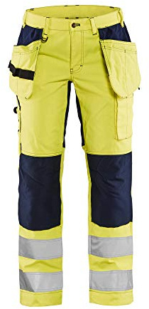 Blakladdare 716318113389C40 dam High Vis arbetsbyxor med stretch, gul/marin, storlek C40