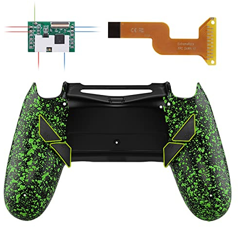 eXtremeRate Programmierbar Dawn Remap Kit für ps4 Controller, Rückseite Hülle Gehäuse Case&Upgrade-Board& 4 Back Paddles/Tasten Knöpfe für ps4 JDM-040/050/055-Texturiert Grün