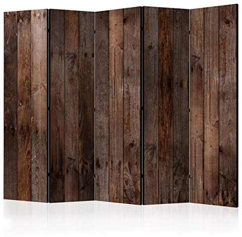 decomonkey Paravent Raumteiler Innen Holz Brett 225x172 cm 5 Teilig Beidseitig Room Divider Wall Raumteiler Stehend Trennwand Sichtschutz Spanische Wand Sichtschutzwand Wohnzimmer