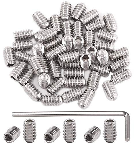 Hilitchi 50Pcs Stainless Hex Allen Head Socket Set Screws Grub Screw Bolts Assortment Kit Internal Hex Drive Cup-Point Screws M5 x 8mm