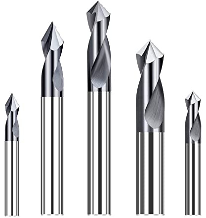 JAINGU 1pc Foret Ponctuel 90 Degrés 2-12mm Chanfrein Moulin Talon Emplacement De Départ Mèche Centrale CNC Mèche De Routeur Fraise Carbure Fraise En Bout,3xD4x50Lx90Degré