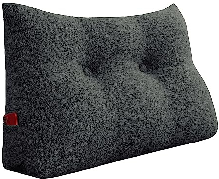 VERCART Säng huvudgavel kudde stor för säng att luta sig tillbaka kudde, väggskydd, ryggkudde, sängkudde, triangel stoppning, ryggstöd, soffa, antracit 80 cm