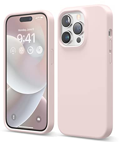 elago Silikon Hülle für iPhone 14 Pro | Premium Silikon, Ganzkörperschutz - 4 Schichten stoßfeste Handyhülle, kratzfestes weiches Mikrofaserfutte (Rosa)