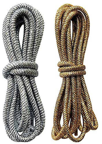 BupiMufi Robuste [ 5mm Dick ] Runde Glitzer Schnürsenkel Metallisch Glänzende Schuhbänder - aus Verbessertes Material 110-113CM Rose-gold+Silber