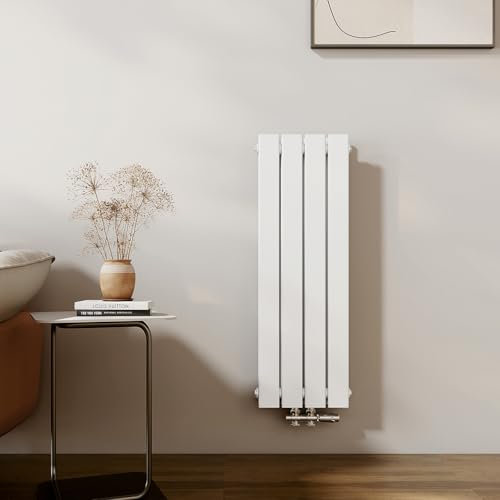EMKE Heizkörper Klein 900x300mm, Vertikal Heizkörper Bad Flachheizkörper Mittelanschluss Design Paneelheizkörper Doppellagig Wandheizkörper Weiß 446 Watt