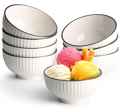 NUTRIUPS Cuencos de cerámica para sopa, pequeños cuencos blancos para servir (juego de 8, 300 ml, 11,5 cm)