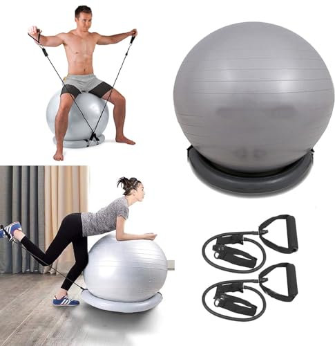 Balance Ball Stuhl Gymnastikballstuhl und Rutschfeste Stabilitätsbasis, 55/65/75 Cm 3 Größen Anti-Burst-Balance-Ball-Bürostuhl, Gymnastikball - Schwangerschaft Pilates Yoga Geburt ( Color : Grey , Siz