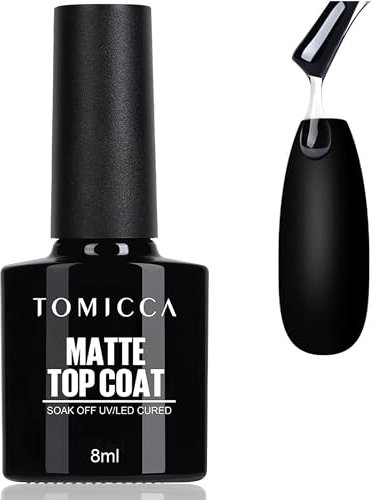 TOMICCA Matte Top Coat Gel UV, No Wipe Top Coat Matt UV Nagellack Soak-Off UV/LED Nagellack Gel Geschenk für Nagelstudio DIY Home, 8ml